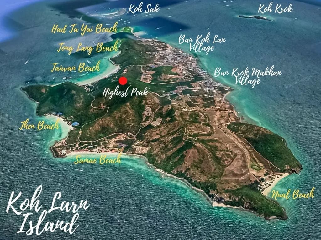 Ко Лан карта пляжей